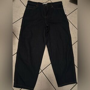 DKNY Women's Dark Blue Barrel-Leg Jeans mid-rise NWT